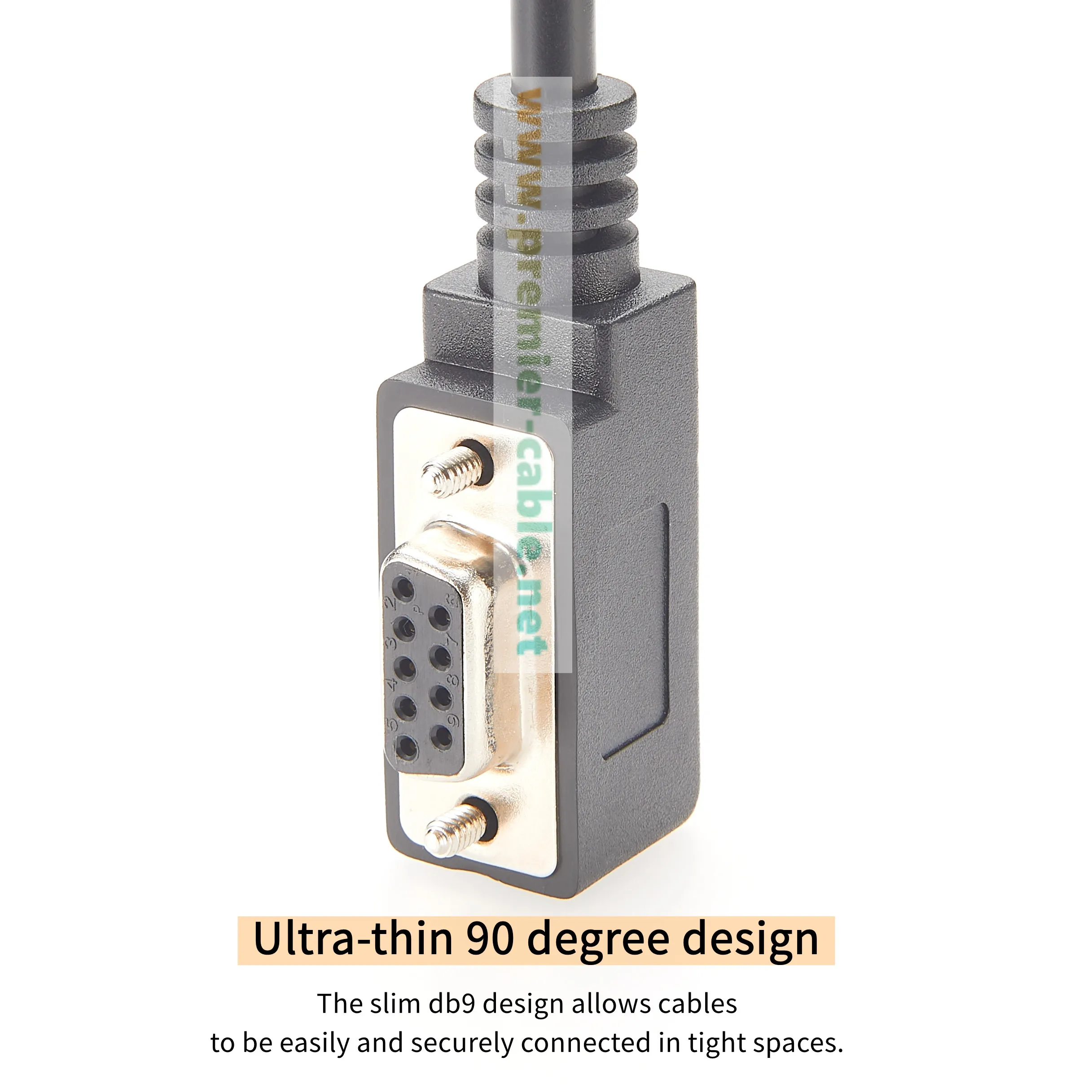 Rechtwinkliges, flaches DB9-Buchsenkabel RS232, platzsparendes D-Sub 9-Pin RS232-Einzelkabel für Computer, Drucker, Scanner – Detail 6