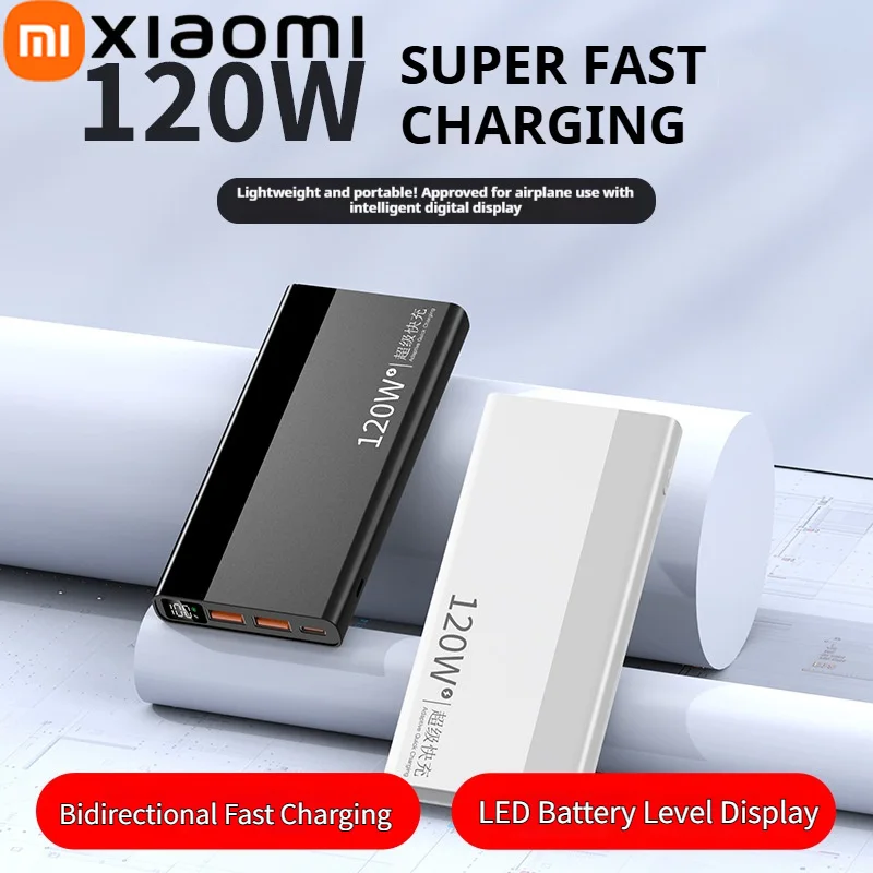 Xiaomi 50000mAh Portable high-capacity Power Bank 120W Super Fast Charge with LED Level Display Power Bank For IPhone Samsung