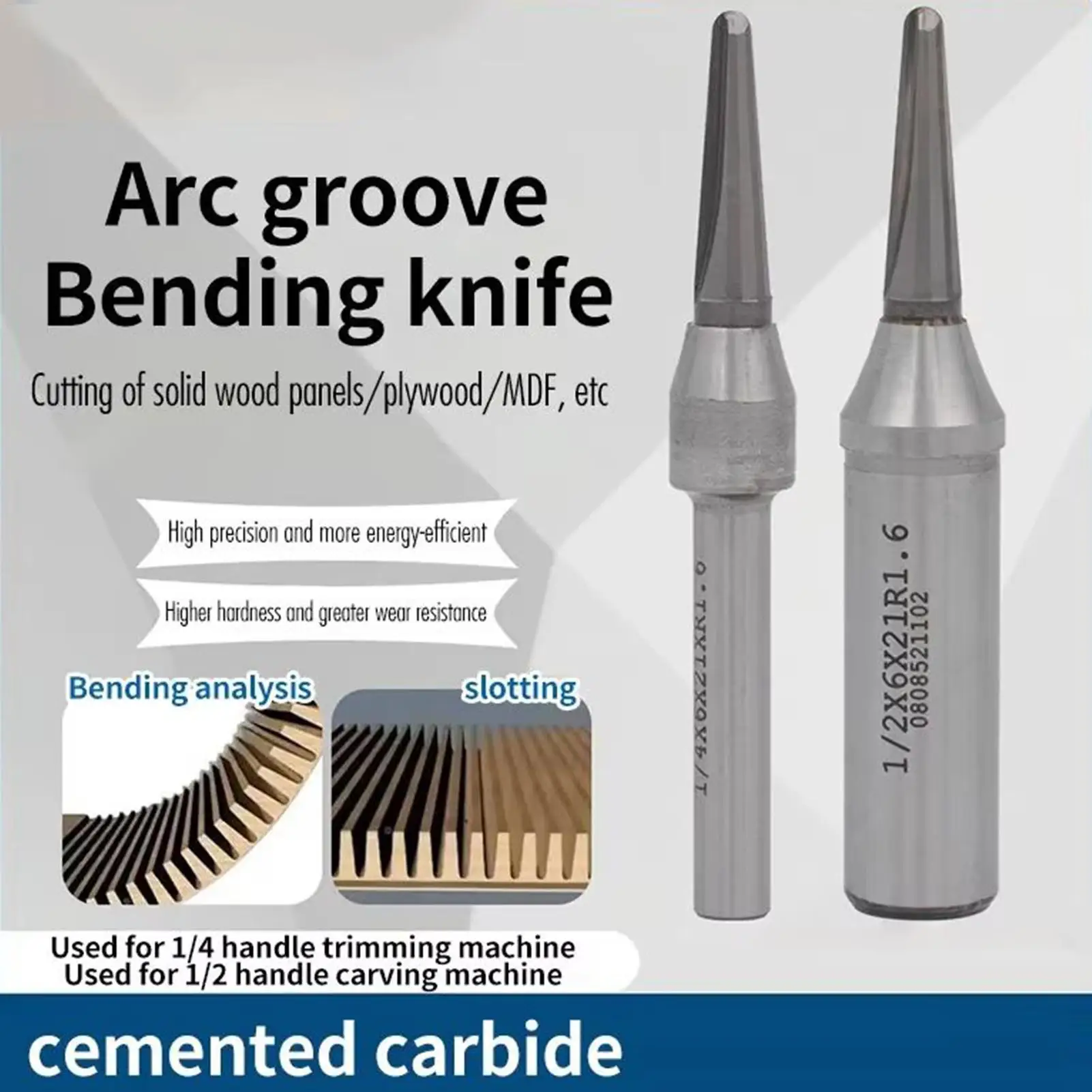 

Woodworking Milling Bits1/2 1/4 Inch V Groove Woodworking End Mills TCT Grooving Cutters For Wood Bending Circular Slot Milling