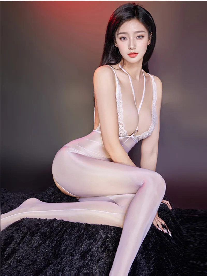 

New Sexy Transparent High Elasticity Oil Brightness, Ultra Thin Pure Desire SM One Piece Body Suits Women Romper Jumpsuits O0QT