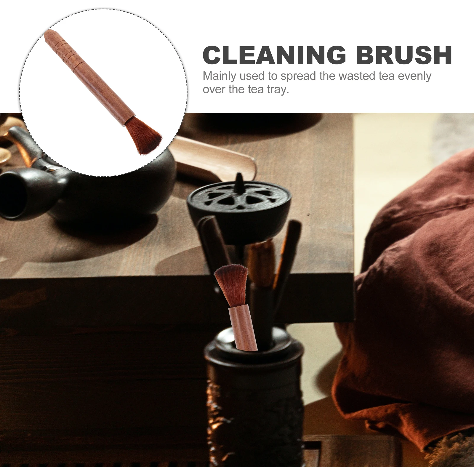 

Solid Wood Tea Brush Bristles Eco Friendly Gongfu Tea Accessories Teapot Cleaning Tool Wooden Handle Bamboo