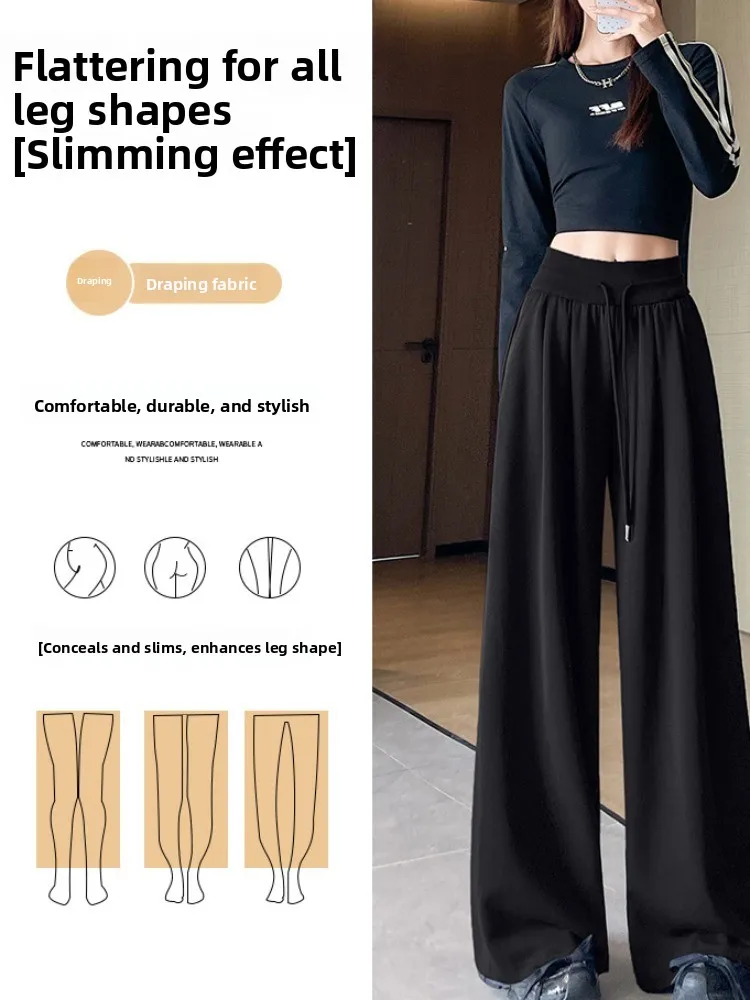 Calça esportiva americana retrô ey feminina, cintura alta, perna reta, perna larga, algodão, primavera, outono, controle de abdômen