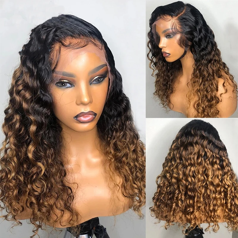 Soft 26 Inch 180Density Ombre Blonde Kinky Curly Lace Front Wig For Women with Babyhair Preplucked Heat Resistant Glueless