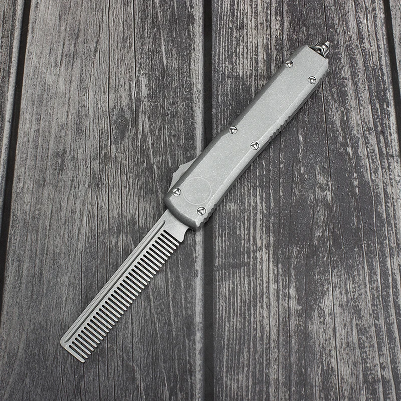UT Tactical Beard Comb Custom OTF Excellently Designed Stone Washed Aviation Aluminum Handle Pocket Cool EDC Tools