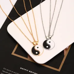 Best Friends Necklace Jewelry Yin Yang Tai Chi Pendant Couples Paired Necklaces White Black Friendship Pendants Lovers Gift