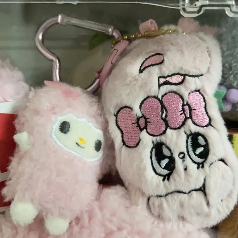 Kawaii Sanrios My Sweet Piano Plüschpuppe Schlüsselanhänger Cartoon My Melody Stofftiere Anhänger Niedliche rosa Schafe Klavier Schlüsselanhänger Geschenke