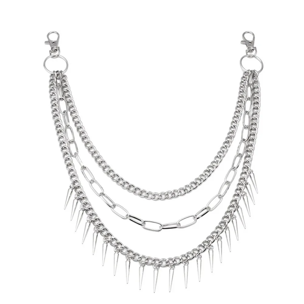 Fashion Metal Rivets Pants Chain Multi-layer Hipster Punk Jeans Chain Hip-hop Trousers Chain For Men Women