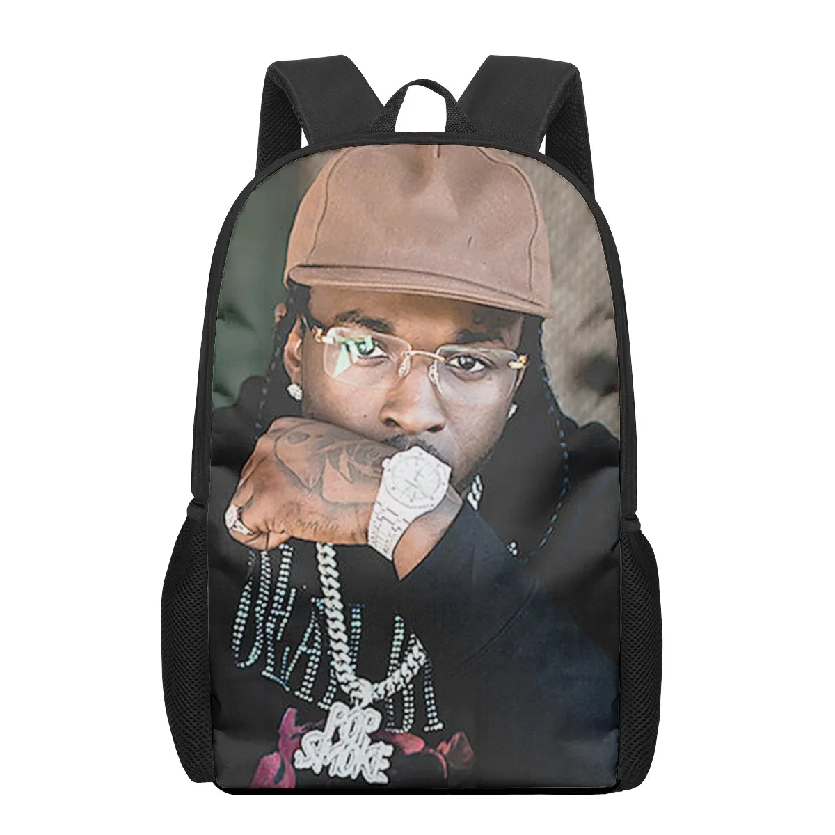 Pop Smoke Rapper Print Kids School Bags 3D Book Bag Men Women Casual Backpack Teenager Shoulder Backpack Travel Daily Rucksack