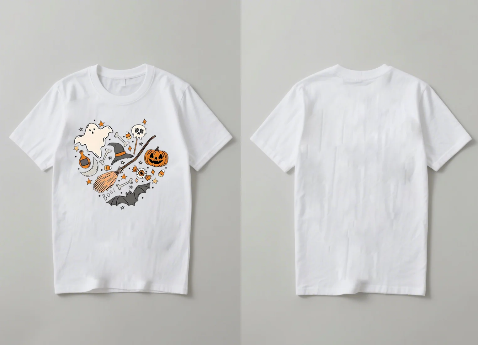 2025 T-shirt a maniche corte stampata serie Halloween Ghost Pumpkin Bat di nuova moda per uomo e donna top casual girocollo