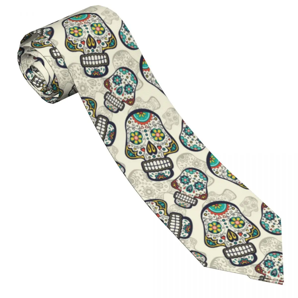 Formal Skinny Neckties Classic Men's Colorful Sugar Skulls Wedding Tie Gentleman Narrow