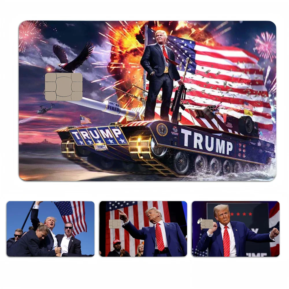 D-Donald Trump Credit Card Skin Stickers No Adhesive Residue Water Proof For VISA Credit Card Subway Access Card