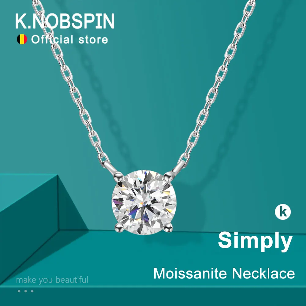 

KNOBSPIN D VVS1 Moissanite Necklaces for Women Solitaire Pandent Diamond GRA Certified s925 Silver Plated 18k Dainty Necklace