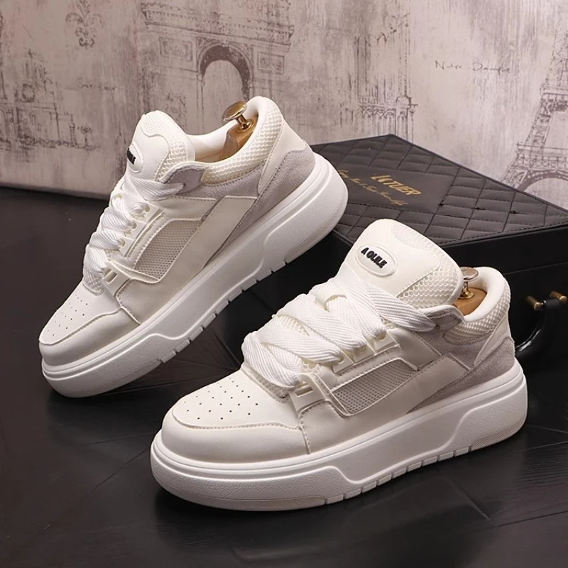 

Men Shoes Fashion Skateboard Shoe Mesh Breathable Casual Shoes Lace Up Platform Vulcanized Footwear Tennis Shoes Men's Sneakers