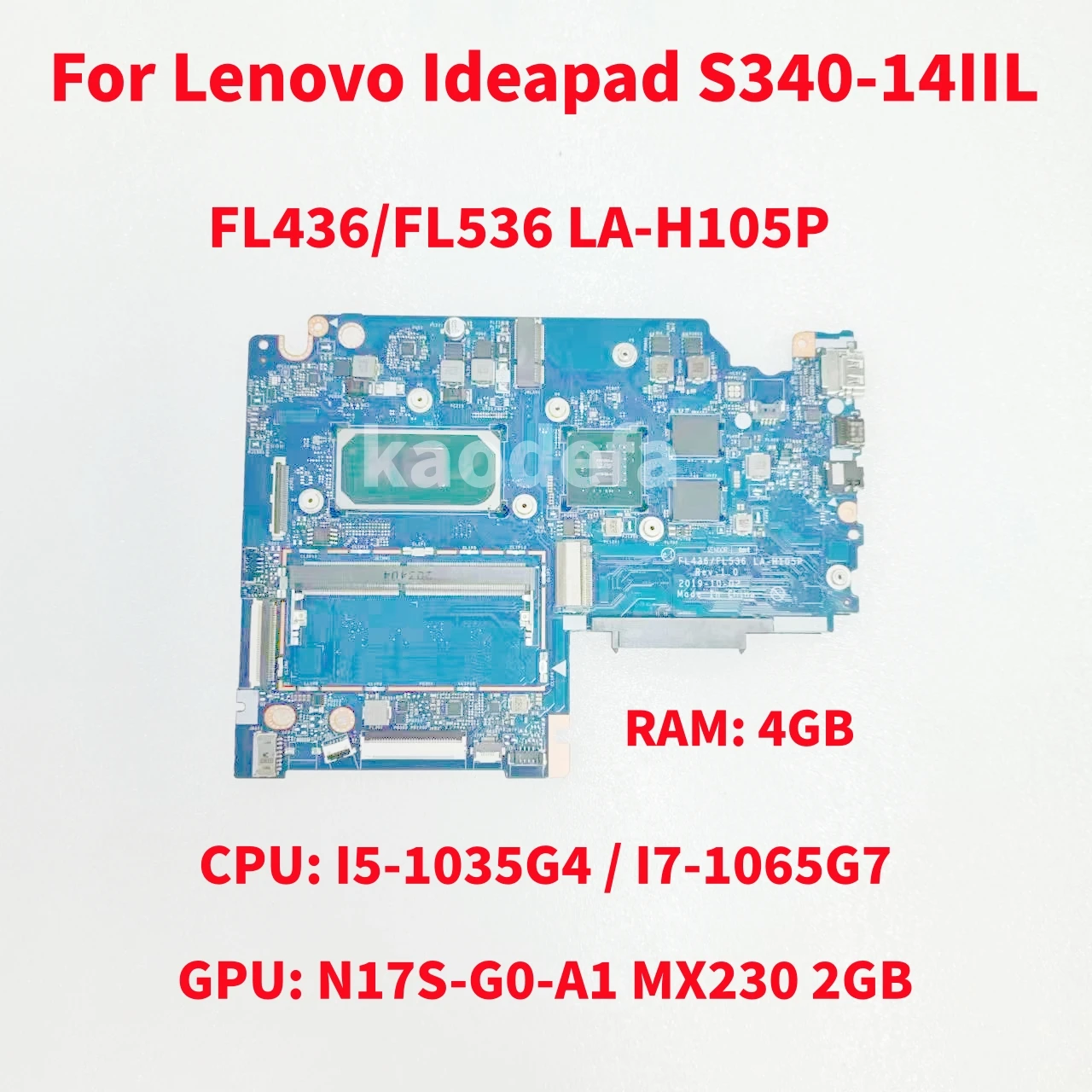 LA-H105P  For Lenvovo Ideapad S340-14IIL Laptop Motherboard CPU: I5-1035G4 / I7-1065G7 GPU :MX230 2GB RAM: 4GB 100% Test OK