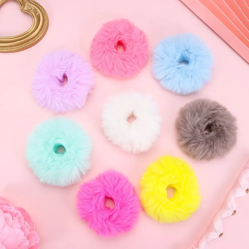 2 pezzi donna ragazze inverno pelliccia capelli Scrunchies Pom Pom cravatta per capelli Fuzzy fasce elastiche per capelli titolari coda di cavallo