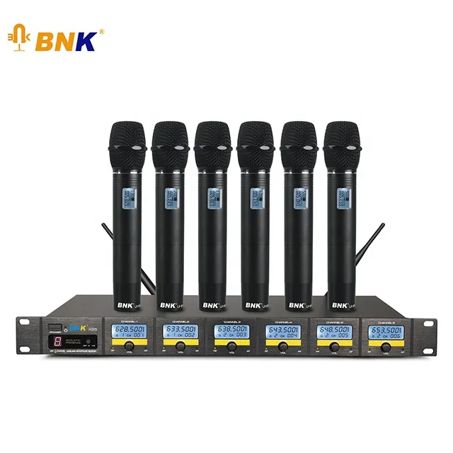 

6 Channel Wireless Microphone BNK UHF Microphones Live Performance X85