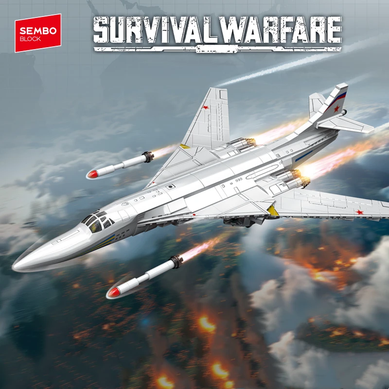 SEMBO BLOCK 641PCS Warfare Military Aircraft Building Blocks MOC Fighter Airplane Model Bricks DIY Toys for Boys Christmas Gifts