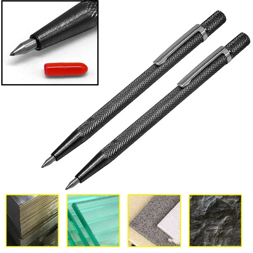 Hand Tools Cutting Pen Tools Workshop Equipment Ceramic Wood Carving Hard Metal 2PCS Black Carbide Scriber Lettering Pen