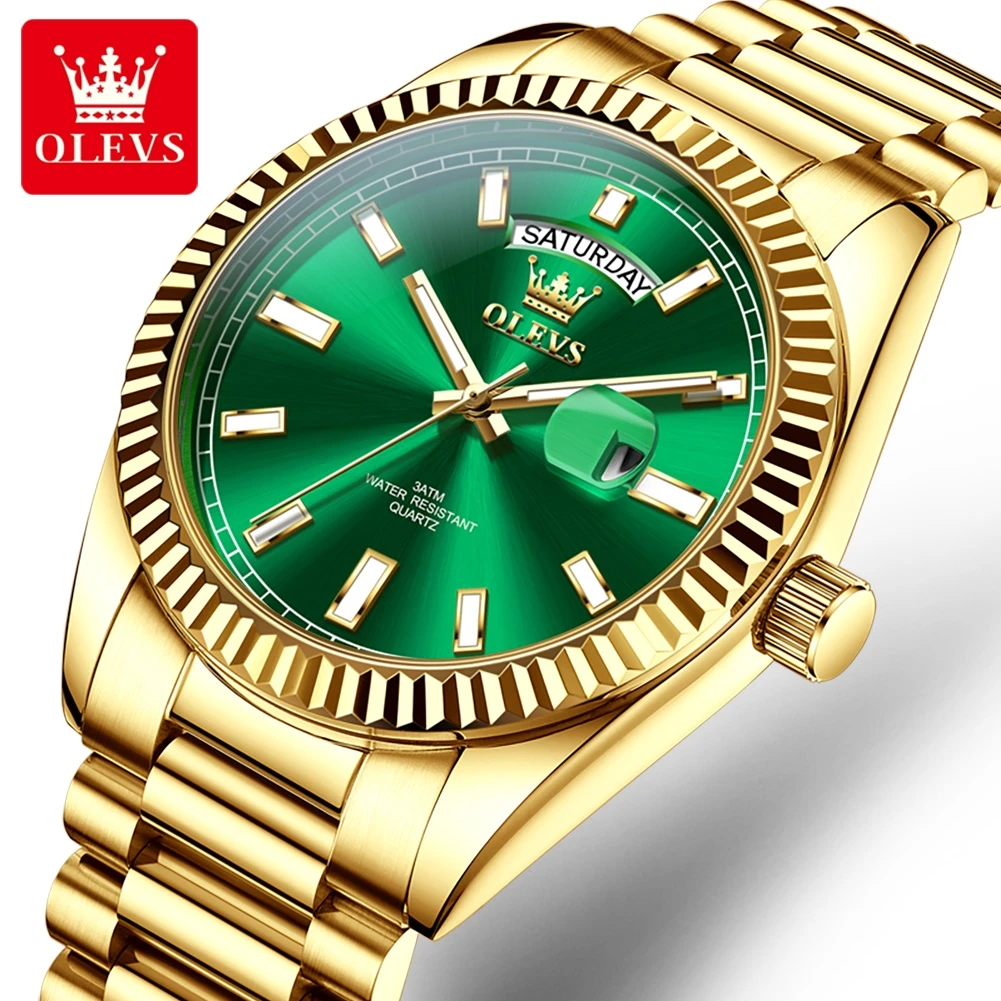 OLEVS New Fashion Quartz Mens Watches Top Brand Luxury Wristwatch Day Date Watch Men Waterproof Steel Male Clock Reloj Hombre