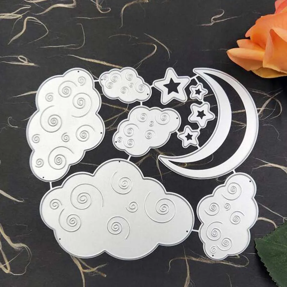 Metal Cutting Dies Night Sky Clouds Stars Moon Decoration DIY Scrapbooking Paper Craft Knife Blade Stencils Embossing