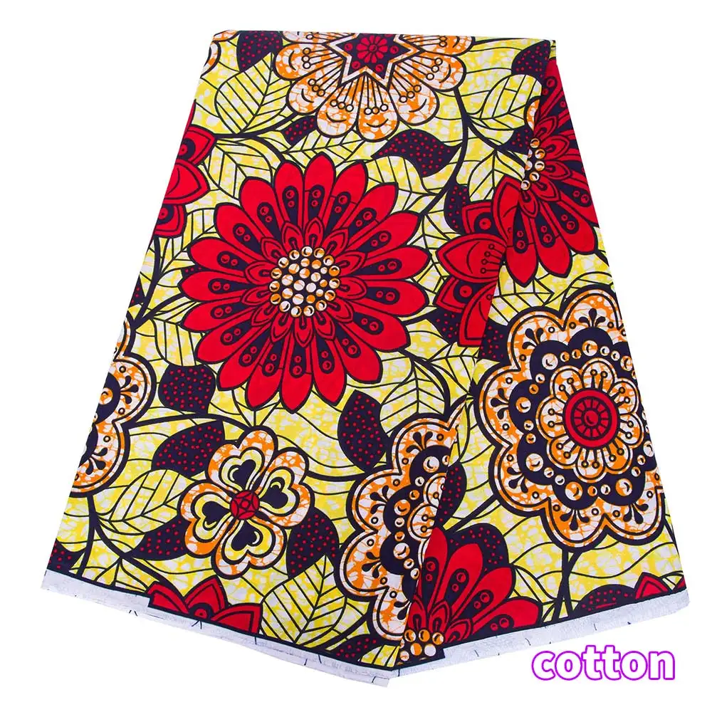 Wholesale African Wax Prints Fabric Red Background Cotton Materail For Party Dress Guaranteed 6 Yards/Lot Cloth A-30