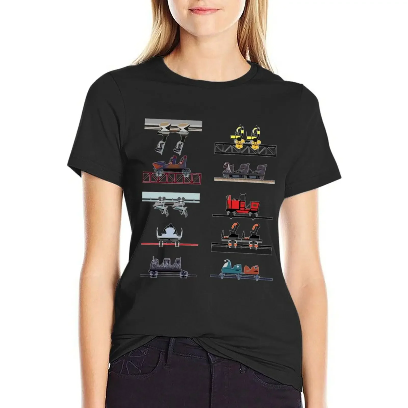 

Alton Towers Coaster Cars Design Designer T-Shirt Blouse hippie clothes cute tops tops for Women