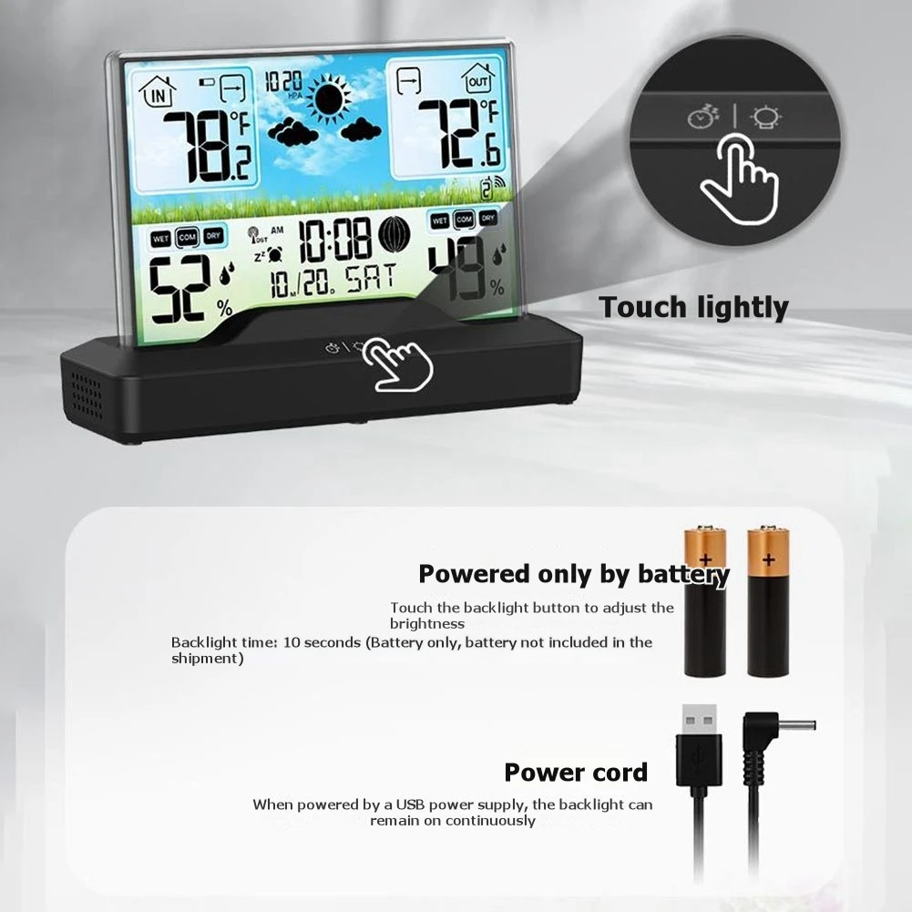 

Беспроводная цифровая метеостанция для дома со стабильной работой, радиочастотным датчиком, комнатным термометром и гигрометром