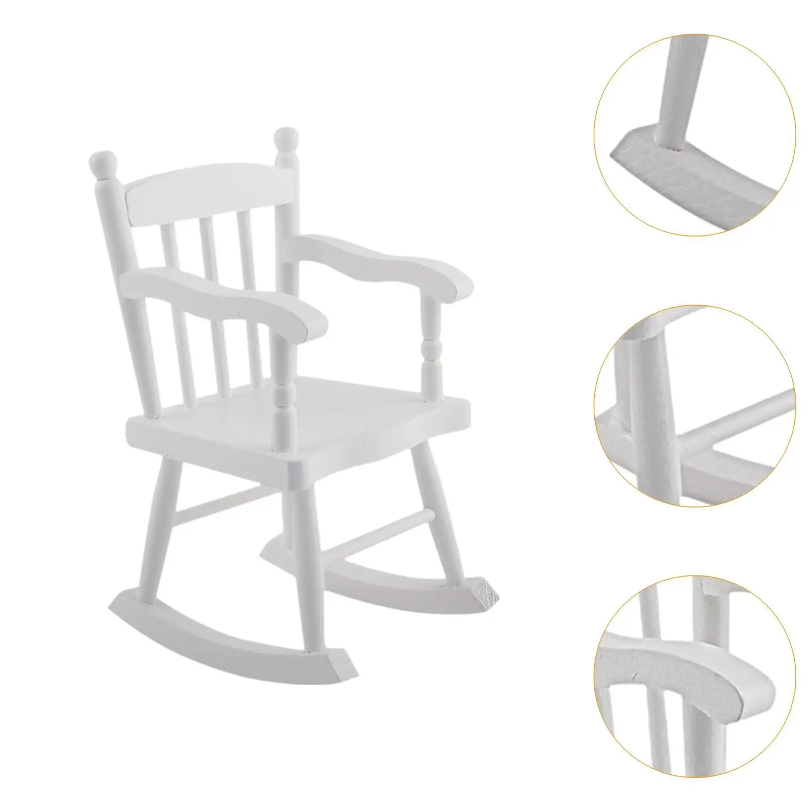 1/6 Scale Dollhouse Rocking Chair Dollhouse Furniture Pretend Play Wooden Dollhouse Chair for Living Room Scene Accessories