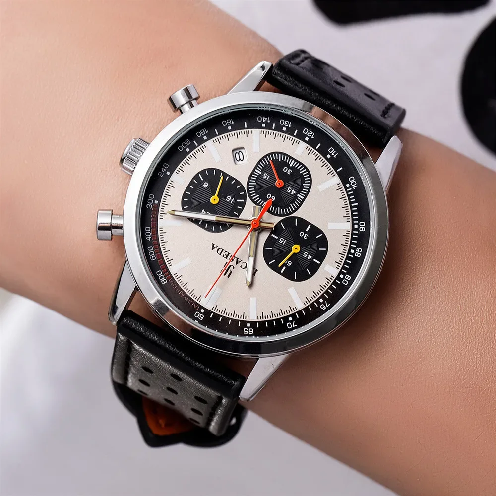 Hot Sale Couple Watch Luminous Chronograph Quartz Leather Multifunctional Sports with Qualification