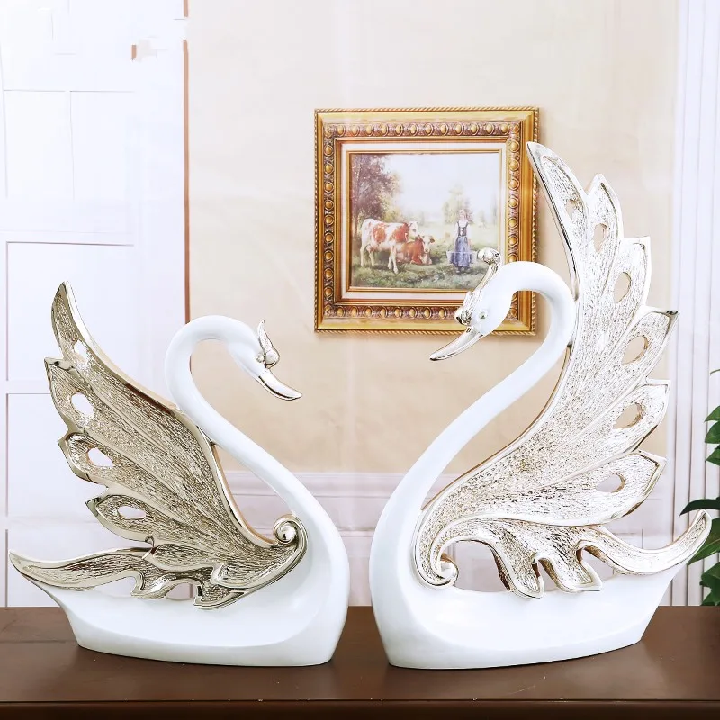 Creative White Swan A Pair of Living Room TV Cabinet Wine Cabinet Porch Crafts Wedding Gifts  Home Decoration Accessories