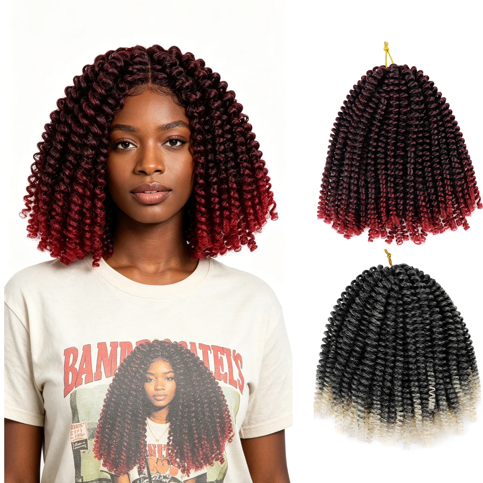 Jeedou Small Spring Twist Crochet Braiding Hair 8Inch Synthetic Curly Spring Twist Hair for Women Daily Use Increase Hair Volume