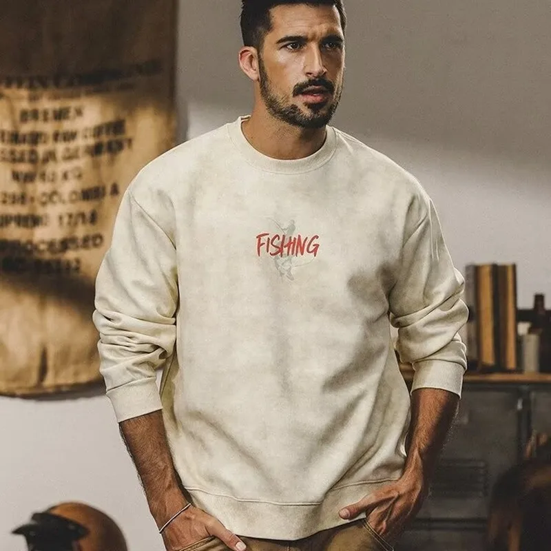 Otoño nuevo en sudaderas con capucha y sudaderas Y2K para hombre, chándal con estampado de letras de calidad, jersey con cuello redondo, ropa técnica de baloncesto para hombre Ş