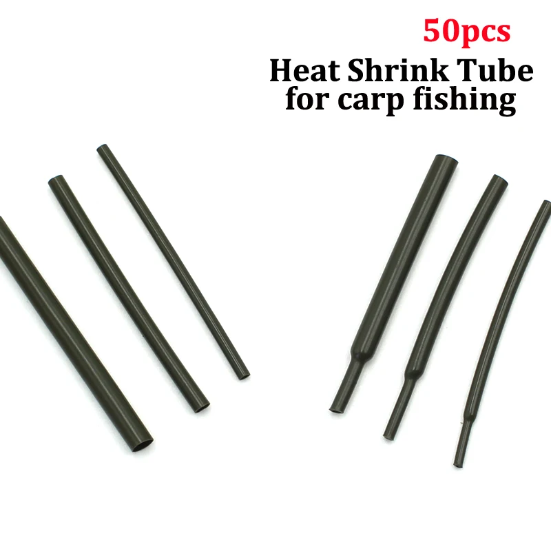 50PCS Carp Fishing Accessories Fishing Hook Line Sleeves Heat Shrink Tubes For Carp Ronnie Spinner Rigs Fishing Tackle Equipment