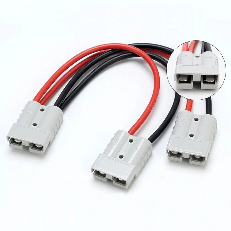 1pc 50A For Anderson Plug Connector Double Y Adapter 6mm Car Cable 6 Square Wires 30cm For Forklifts Stackers Vehicles