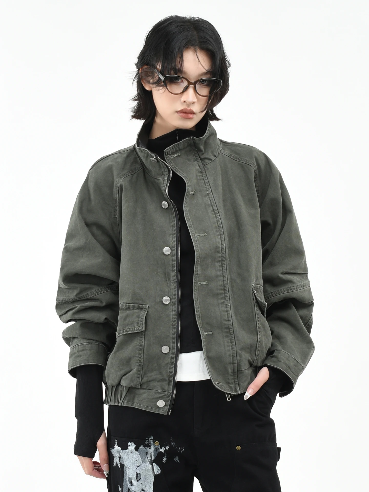 

Оригинальная американская ретро-куртка OV в рабочем стиле, свободного кроя, с воротником-стойкой, для мужчин и женщин, весенняя мода