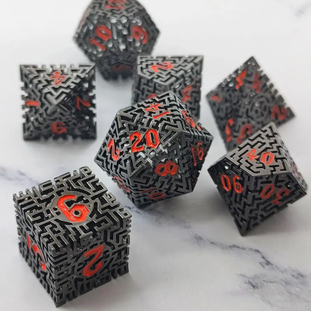 

7Pcs Gift Polyhedral Metal Table Games Accessory For D&d DND Dice Set Dices