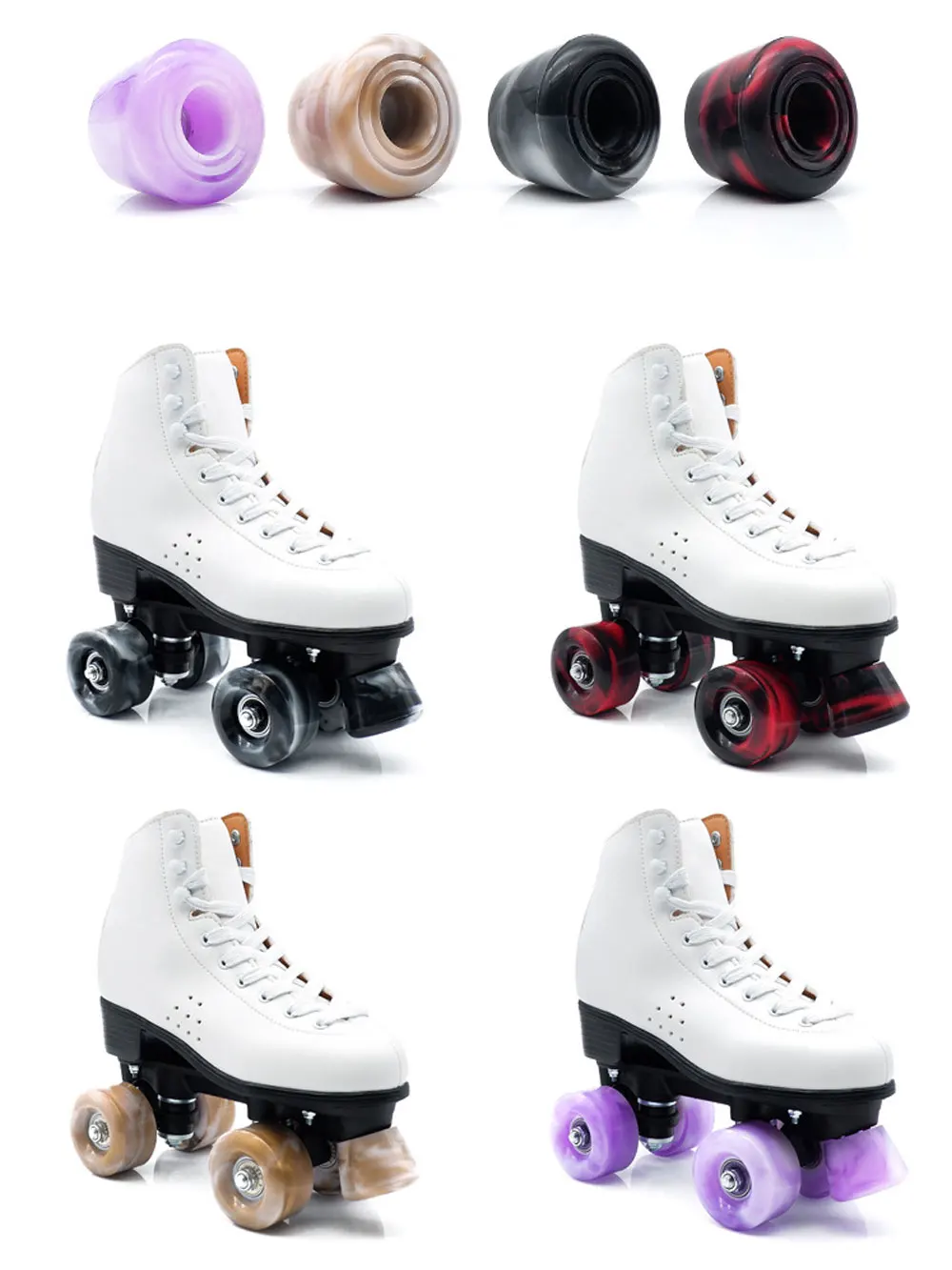 Set combinato ruote di colore misto 58x32MM per pattini a rotelle doppi PU testa freno 608RS cuscinetto 82A accessorio ruota AMB283