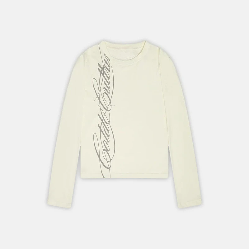 

Letter Pattern Printing Casual Fashion Crew Neck Design Long Sleeve T-shirt Y2K Men Women Trend Versatile Comfortable Streetwear