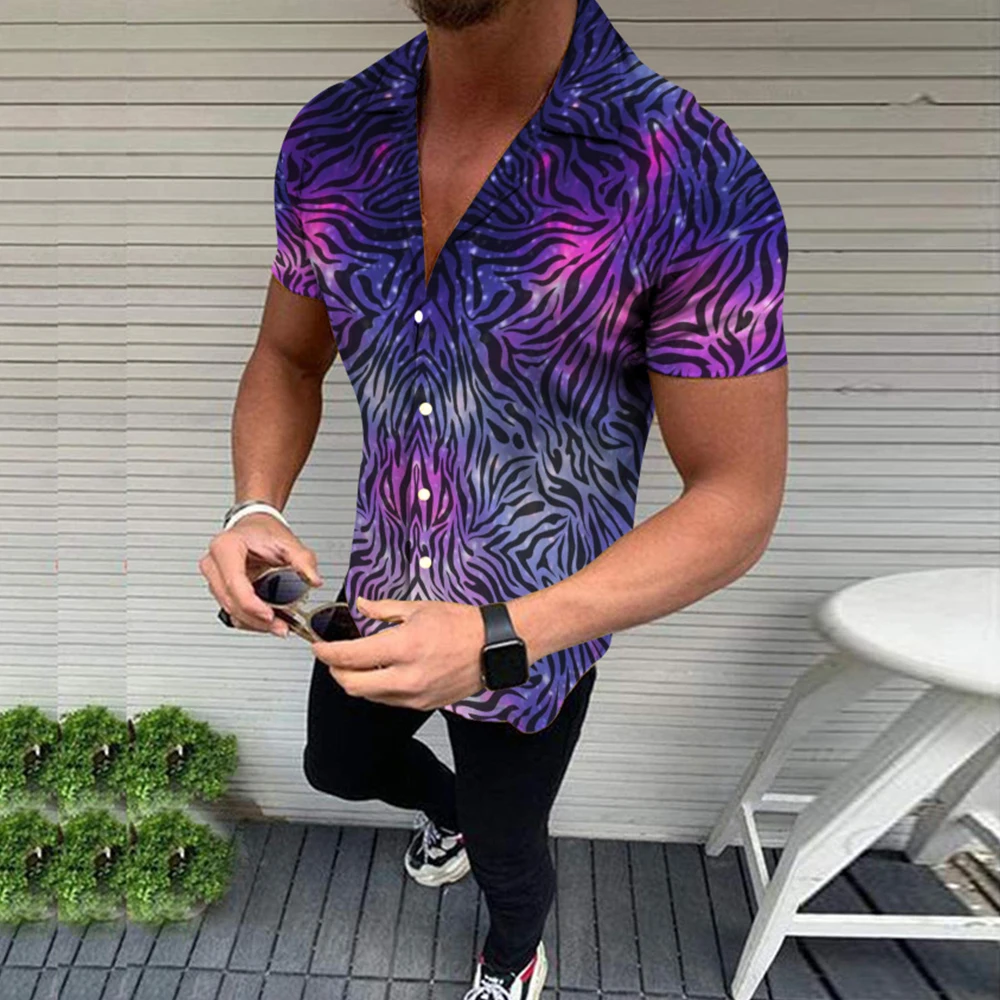 Camisa de manga corta con botones y estampado barroco para hombre, camisa masculina de Estilo Hawaiano, abraza la vibración de la playa, M 3XL