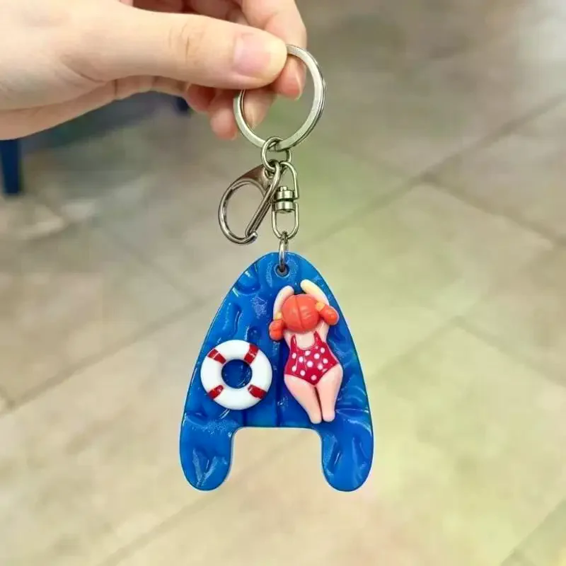 Cute Cartoon Swimmer Girl Pool Keychain Swimming Pendant Keyring Car Key Ring Bag Charm Backpacks Purses Party Gift
