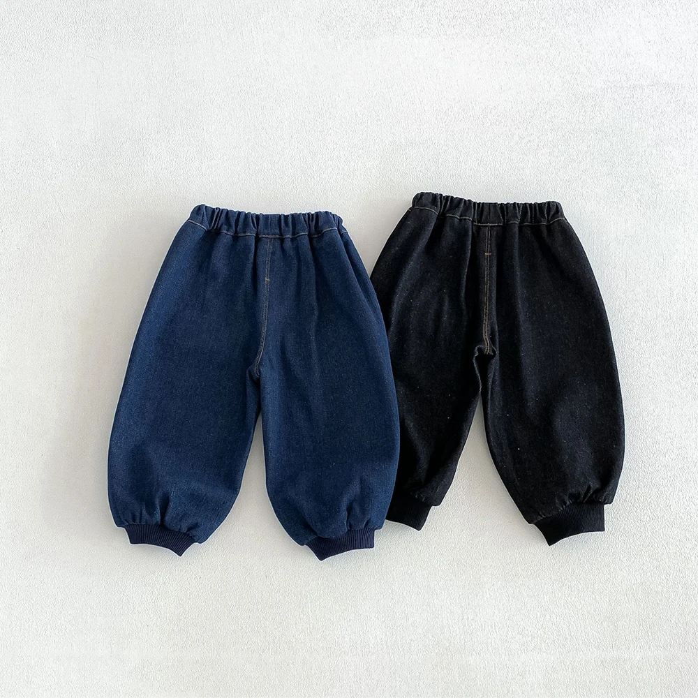 Autumn Jeans for Girls 1-6T Kids' Pants and Jeans Color Blocking Boys Drawstring Sweatpants Loose Children Trousers
