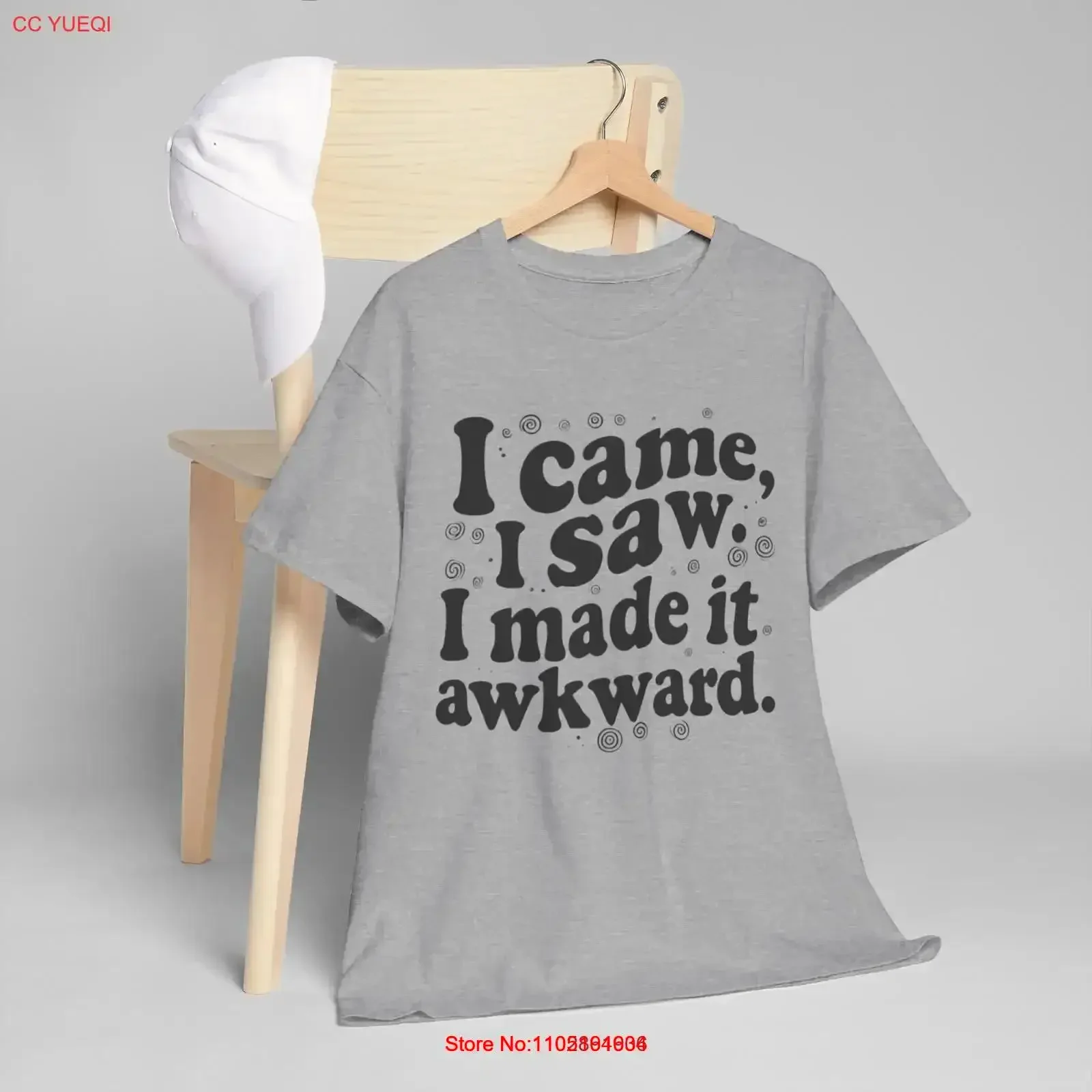 I Came Saw Made It Awkward T Shirt vintage Washed designer clothes Soft Stylish fashion homme Versatile Slightly  vintage