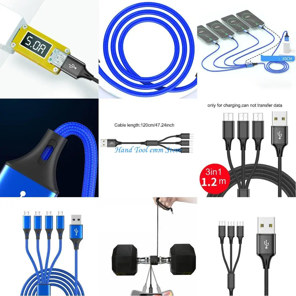 

H37F 1 to 3/4/5 USB to Micro Extension Cord For Phone Tablets Power Charging Cable