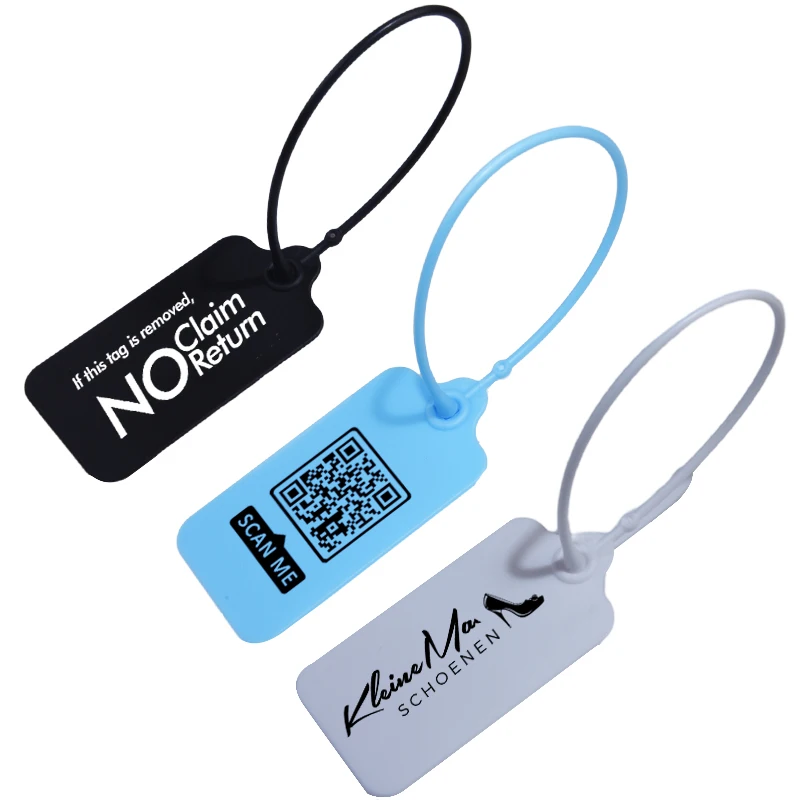 100Pcs Custom Business Clothing Hang Tags Personalized Plastic Security Seal Print Garment Shoes Clothes Bag Logo Label 220mm