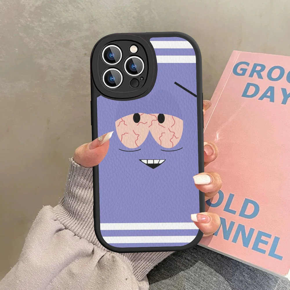 حافظة هاتف S-South Park Towelie من الجلد الصلب لهاتف iPhone 15 14 13 12 Mini 11 14 Pro Max Xs X Xr Plus Fundas