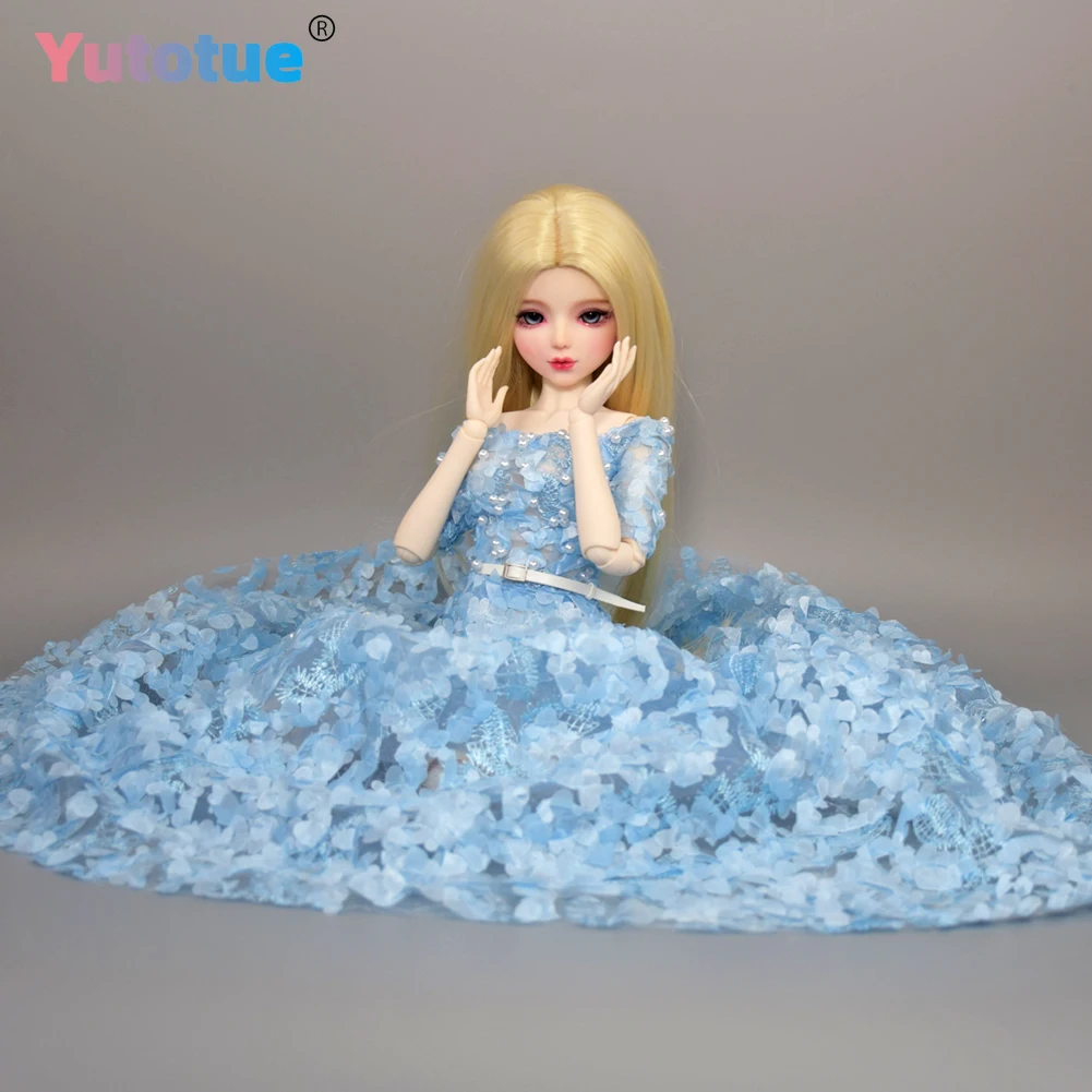 YUTOTUE 56cm 높이 여성 인형 장난감 우아한 롱 드레스 신발 금발 스트레이트 가발 BJD 인형 실물 같은