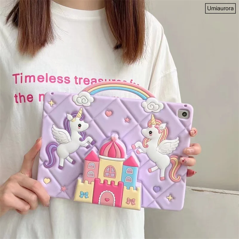 3D unicorn cute tablet case cartoon for iPad Air 11 Pro11 2024 Air4 10.9 iPad 10.2 78 9th Air1 air2 Pad 5 6th 9.7 mini 5 4 3 2 1