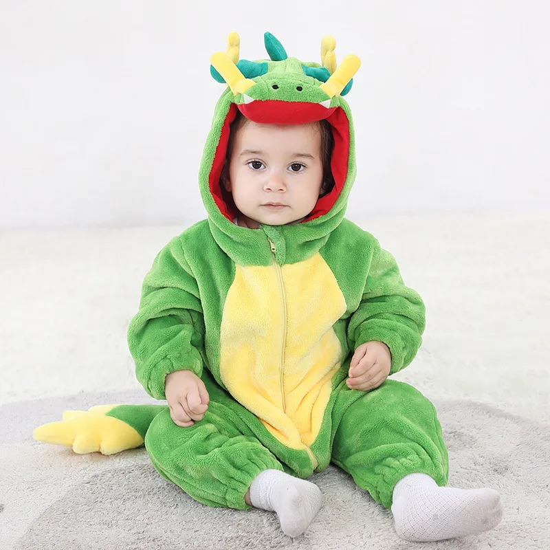 Animal Triceratops Kigurumis Baby Clothes Halloween Cosplay Costume Boys Girls Romper Jumpsuit Newborn Baby Onesie  Winter Soft