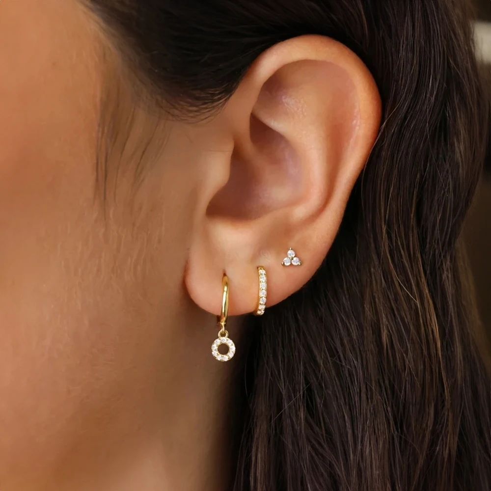 AIDE 925 Sterling Silver WaterDrop/Flower Pendant Earring Set For Women 18k Gold Plated Turquoise Earring INS Wedding Party Jewe