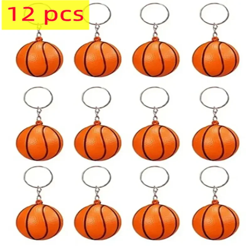 12 Pcs Mini Basketball Keychain For Men, Backpack Pendant Decoration, Gift For Sports Enthusiasts